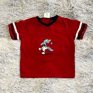 Okie Dokie Blue Dinosaur Playing Baseball Shirt : 24 Months